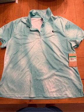 Nike Women's Short Sleeve Polo Tee in Light Aqua